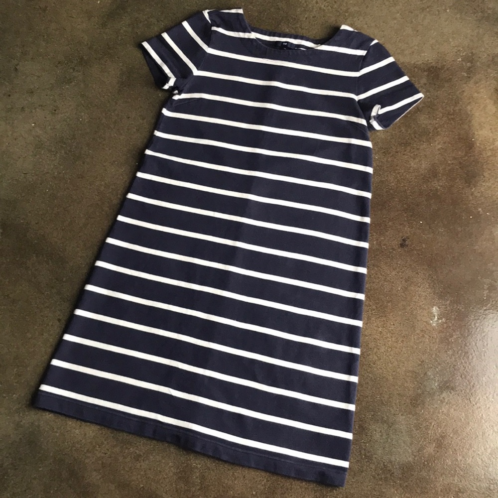 Gap Navy & White Striped T Dress